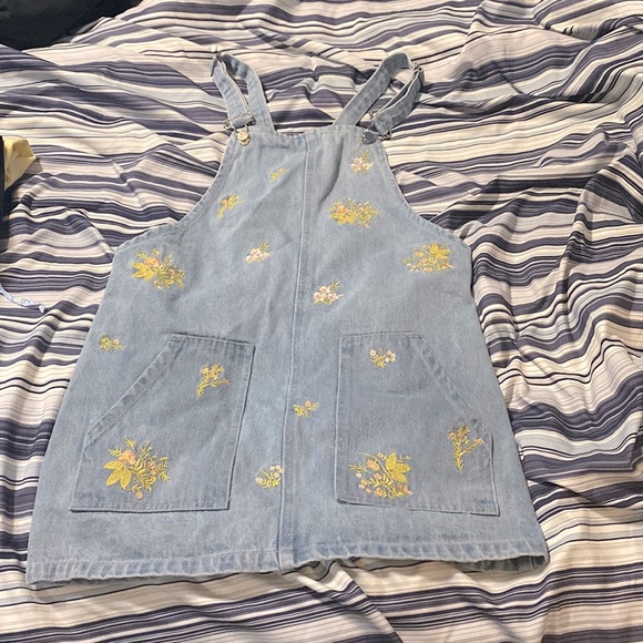 Daphnae paris Dresses & Skirts - Jean Dress Embroidered Overall Dress